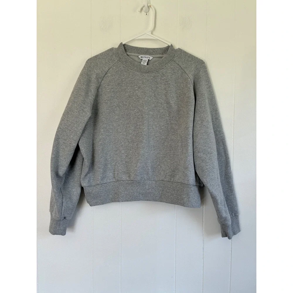 Athleta Coaster Luxe Sweatshirt Womens Medium Grey Crew Neck Fleece Pullover M - Picture 1 of 5